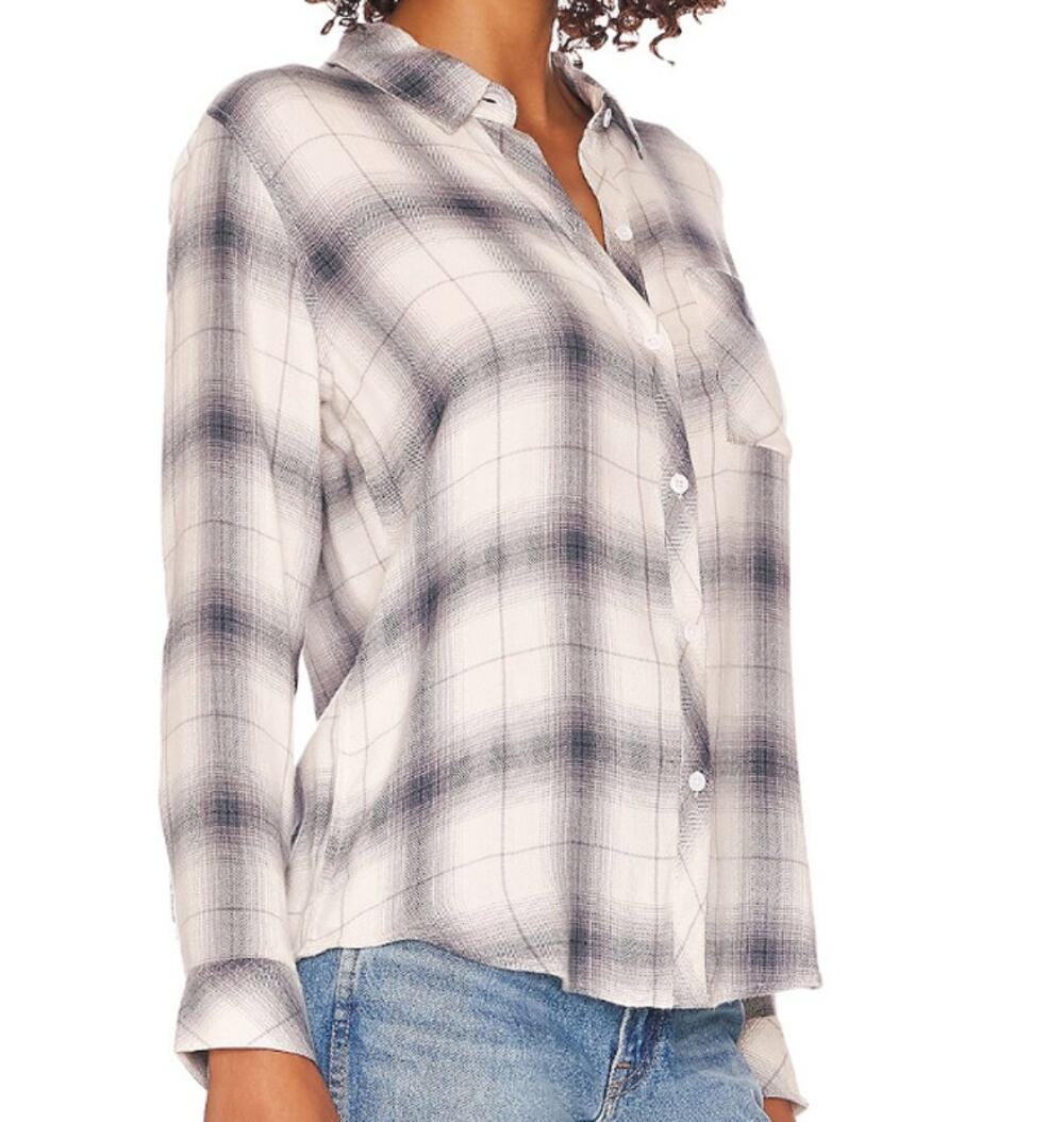 Rails Hunter Flannel Button Down Top in Sterling White (M)